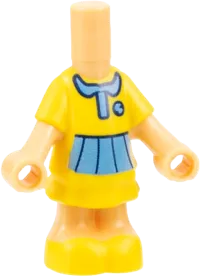 Micro Doll, Body with Yellow Short Layered Dress and Shoes, Medium Blue Collar, Badge, and Skirt Pattern