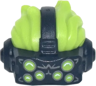 Minifigure, Hair Combo, Swept Back with Black VR Visor Headset with 6 Lime Eyes Pattern