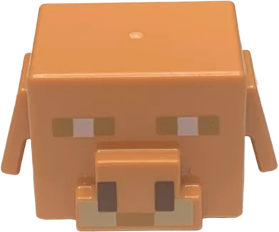 Minifigure, Head, Modified Cube with Ear Flaps and Minecraft Piglin Face Pattern