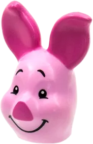 Minifigure, Head, Modified Pig, Short Snout with Dark Pink Ears and Nose, Black Eyebrows, Eyes, and Smile Pattern &#40;Piglet&#41;