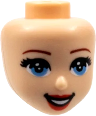 Mini Doll, Head Friends with Reddish Brown Eyebrows, Medium Blue Eyes, Red Lips, and Open Mouth Smile with Teeth Pattern &#40;Ariel&#41;