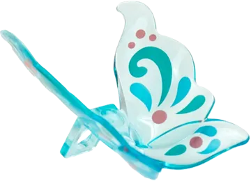 Minifigure Wings Butterfly with Dark Turquoise, Dark Azure, Coral Swirls Pattern