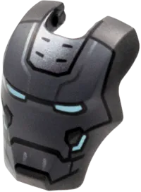 Minifigure, Visor Top Hinge Large with Dark Bluish Gray Face Shield, Bright Light Blue Eyes and Cheek Trim Pattern