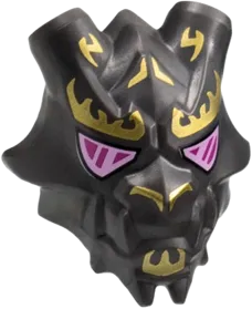 Minifigure, Visor Mask Ninjago Crystal King with Large Gold Markings and Magenta and Bright Pink Eyes Pattern