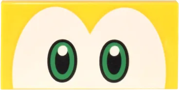 Tile 2 x 4 with Green and Black Eyes on White Background Pattern &#40;Koopa Troopa&#41;