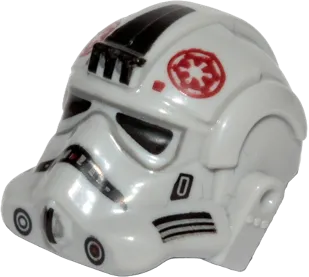 Minifigure, Headgear Helmet SW Stormtrooper Type 2, AT-AT Driver Dark Red Imperial Logo and Small Black Plates on Sides Pattern