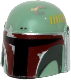 Minifigure, Headgear Helmet with Holes, SW Mandalorian with Dark Red, Dark Green Weathered Pattern