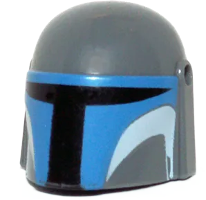 Minifigure, Headgear Helmet with Holes, SW Mandalorian with Blue and White Pattern