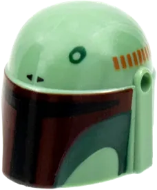 Minifigure, Headgear Helmet with Holes, SW Mandalorian with Dark Red, Dark Green Pattern