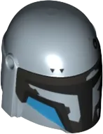 Minifigure, Headgear Helmet with Holes, SW Mandalorian with Silver, Black and Dark Azure Pattern &#40;Paz Vizsla&#41;