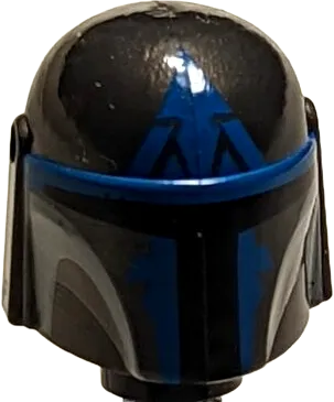 Minifigure, Headgear Helmet with Holes, SW Mandalorian with Blue and Light Bluish Gray Pattern