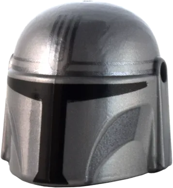 Minifigure, Headgear Helmet with Holes, SW Mandalorian with Silver Lines and Cheek Indents and Black Visor Pattern