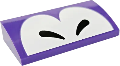 Slope, Curved 2 x 4 x 2/3 with Bottom Tubes with Black Closed Eyes on White Background Pattern &#40;Super Mario Cheep Chomp&#41;