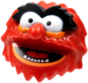 Minifigure, Head, Modified Muppet Animal with Black Eyebrows, Orange Eyelids and Lip Pattern