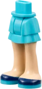 Mini Doll Hips and Skirt Layered, Light Nougat Legs and Dark Blue Shoes Pattern - Thick Hinge