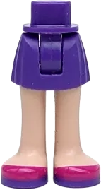 Mini Doll Hips and Skirt, Light Nougat Legs and Dark Purple and Magenta Shoes Pattern - Thick Hinge