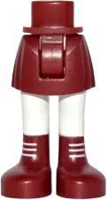 Mini Doll Hips and Skirt, White Legs and Dark Red Boots with White Laces Pattern - Thick Hinge