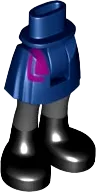 Mini Doll Hips and Skirt, Magenta Scarf Ends, Dark Bluish Gray Legs, and Black Boots Pattern - Thick Hinge