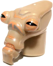 Minifigure, Head, Modified SW Geonosian with Black Eyes Pattern