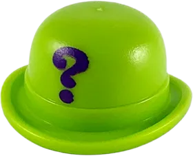 Minifigure, Headgear Hat, Bowler with Dark Purple Question Mark Pattern