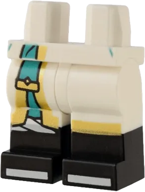 Hips and Legs with Robe Ends with Gold Trim and Dark Turquoise Sash, White Knee Wrap, and Black Boots with White Tips Pattern