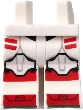 Hips and Legs with SW Clone Trooper Armor with Knee Pads, Red Stripes and Shoe Tips Pattern