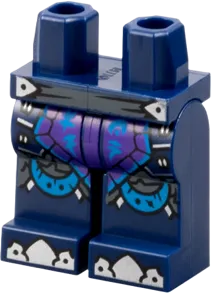 Hips and Legs with Dark Bluish Gray Belt, Dark Purple Loincloth with Dark Azure Ninjago Logogram 'LF' and ON', Silver Toes and Trim Pattern