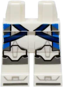 Hips and Legs with SW Clone Trooper Armor with Black and Dark Bluish Gray Markings, Dark Blue Straps and Kama with Blue Stripes Pattern