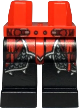 Hips and Black Legs with Ninjago Red Plate Armor and Silver Scale Armor, Belt with Buckles and Red Sash Pattern