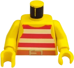 Torso Pirate Stripes Red / White with Gold Belt Buckle Pattern / Yellow Arms / Yellow Hands