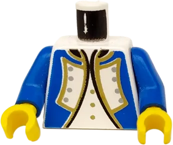 Torso Imperial Governor / Admiral Blue Uniform Jacket with Black and Gold Trim and Silver Buttons over Shirt with Buttons Pattern / Blue Arms / Yellow Hands