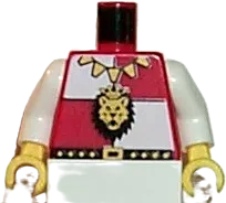 Torso Castle Royal Knights Lion Head and Necklace Pattern / White Arms / Yellow Hands