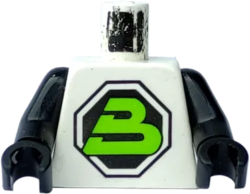 Torso Space Large Black Octagon with Lime Letter &#39;B&#39; Pattern &#40;Blacktron II&#41; / Black Arms / Black Hands