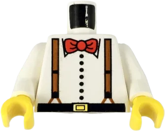 Torso Adventurers Desert Suspenders and Red Bow Tie Pattern / White Arms / Yellow Hands