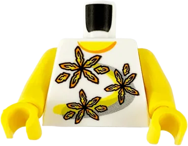 Torso Shirt 3 Flowers over Yellow and Silver Stripe Pattern (Snap) / Yellow Arms / Yellow Hands