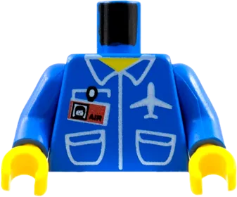 Torso Airplane Crew Male, Pockets, ID Badge, 'AIR' and Logo Pattern / Blue Arms / Yellow Hands