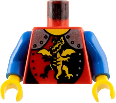 Torso Castle Armor with Standing Dragon and Silver Shoulders, Yellow Neck Pattern / Blue Arms / Yellow Hands