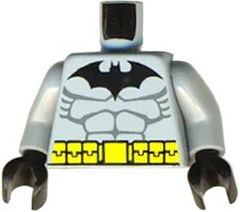 Torso Batman Logo with Muscles and Yellow Belt Pattern / Light Bluish Gray Arms / Black Hands
