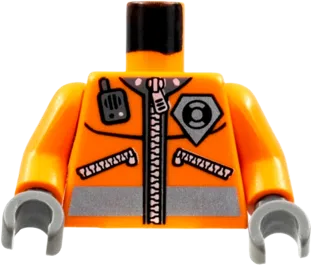 Torso Rescue Coast Guard Logo Jacket with Pockets and Radio Pattern / Orange Arms / Dark Gray Hands