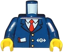 Torso Train with Logo, Three Gold Buttons, Red Tie, Pencil & Paper in Pocket Pattern / Dark Blue Arms / Yellow Hands