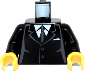 Torso Suit with 2 Buttons, Gray Sides, Gray Centerline and Tie Pattern / Black Arms / Yellow Hands