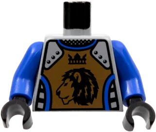 Torso Castle Knights Kingdom II Lion with Crown Pattern / Blue-Violet Arms / Black Hands