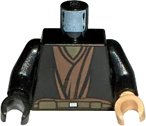 Torso SW Brown Layered Shirt and Belt Pattern &#40;Anakin&#41; / Black Arms / Light Nougat Hand Left / Black Hand Right