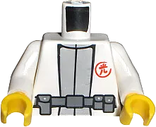 Torso Exo-Force with Red Symbol, Light Bluish Gray Undershirt and Dark Bluish Gray Belt Pattern / White Arms / Yellow Hands