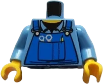 Torso Mechanic Overalls with Silver Wrenches and Fasteners, Yellow Pen, and Black Undershirt Pattern / Medium Blue Arms / Yellow Hands