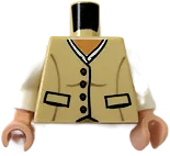 Torso Indiana Jones 4 Buttons and 2 Pockets Pattern / White Arms / Light Nougat Hands