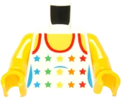 Torso City Female White Top with Rainbow Stars Pattern / Yellow Arms / Yellow Hands