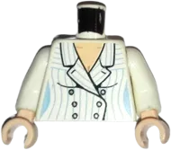 Torso Indiana Jones Suit Jacket Female with Blue Pinstripes Pattern / White Arms / Light Nougat Hands