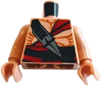Torso Indiana Jones Bare Chest with Muscles, Red Sash and Ceremonial Knife Pattern / Nougat Arms / Nougat Hands