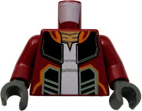 Torso SW Open Jacket with Black, Orange and Sand Green Lines and Pony Tails on Back Pattern &#40;Hondo Ohnaka&#41; / Dark Red Arms / Dark Bluish Gray Hands